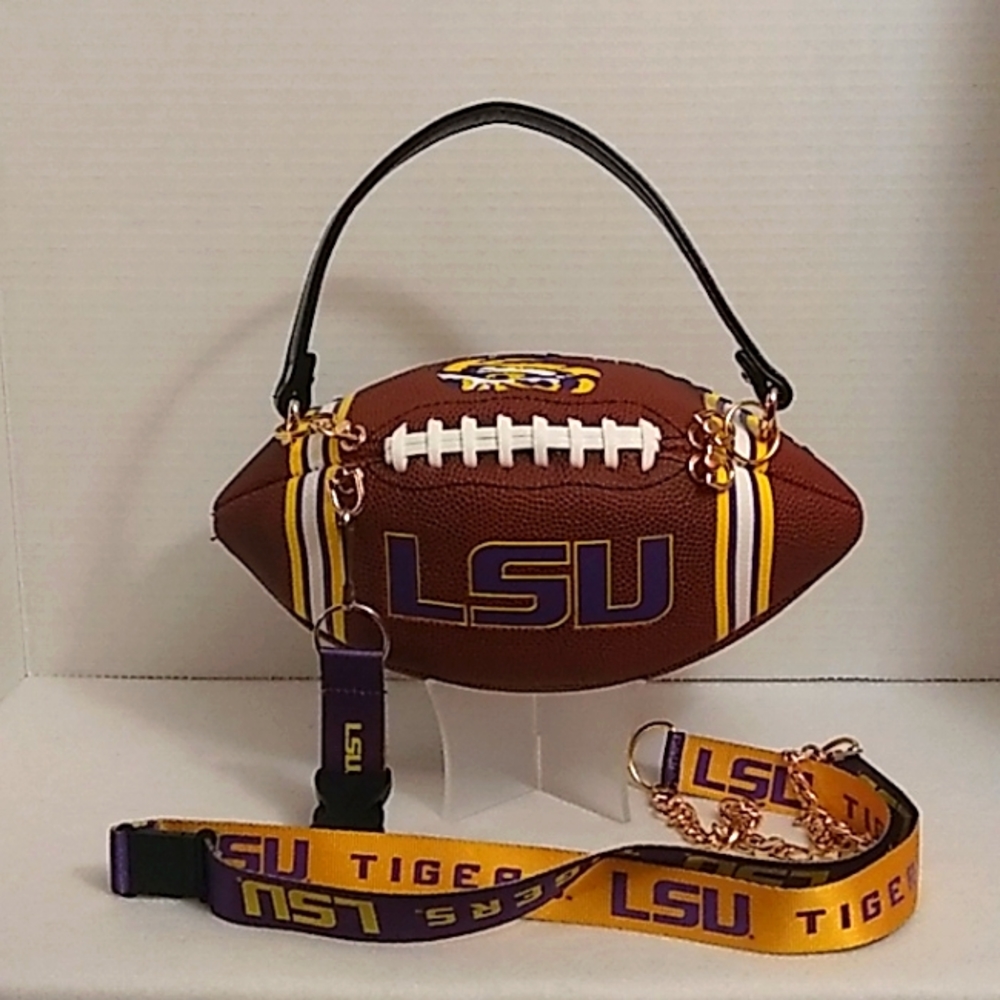 LIMITED EDITION HANDMADE Football Purse NCAA COLLEGE (LSU TIGERS) 🏈 - Picture 7 of 17
